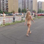 At a parking lot a building center