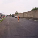 At a parking lot a building center