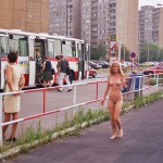 At a parking lot a building center