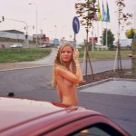 At a parking lot a building center