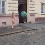 Downtown in the rain inside a wine shop