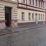 Downtown in the rain inside a wine shop