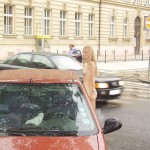 Downtown in the rain inside a wine shop