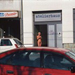 In and around a doorway of a highly