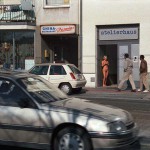 In and around a doorway of a highly