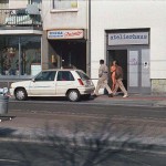 In and around a doorway of a highly