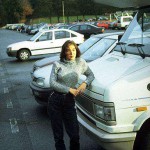 Aparking lot next to a stadion