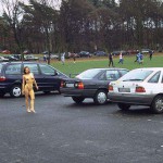 Aparking lot next to a stadion