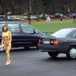 Aparking lot next to a stadion