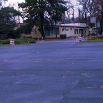 Aparking lot next to a stadion