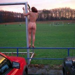 Aparking lot next to a stadion