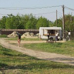 At a kiosk next to the road