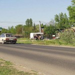 At a kiosk next to the road