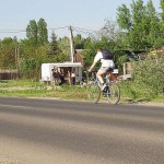 At a kiosk next to the road