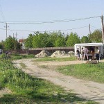 At a kiosk next to the road