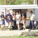 At a kiosk next to the road