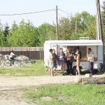 At a kiosk next to the road