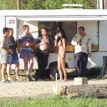 At a kiosk next to the road