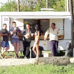 At a kiosk next to the road