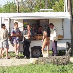 At a kiosk next to the road