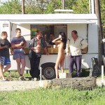 At a kiosk next to the road