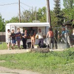 At a kiosk next to the road