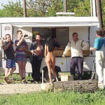 At a kiosk next to the road