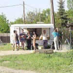 At a kiosk next to the road