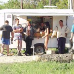 At a kiosk next to the road