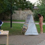 At a castle with many tourists