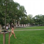 At a castle with many tourists