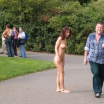 At a castle with many tourists