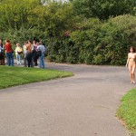 At a castle with many tourists