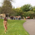 At a castle with many tourists