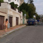 At a castle with many tourists