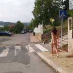 At a castle with many tourists