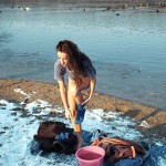 On and in a partly frozen lake