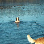 On and in a partly frozen lake