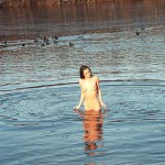 On and in a partly frozen lake