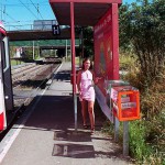 In a street car and walking