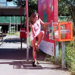 In a street car and walking