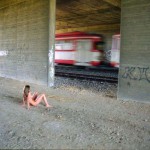 In a street car and walking