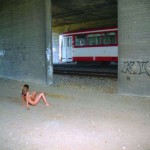 In a street car and walking