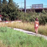 In a street car and walking