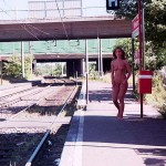 In a street car and walking