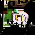 In a bistro with a big window