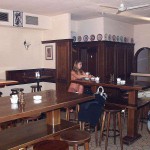 In a bistro with a big window