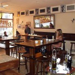 In a bistro with a big window