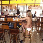 In a bistro with a big window