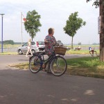 Cleaning tables in a beer garden